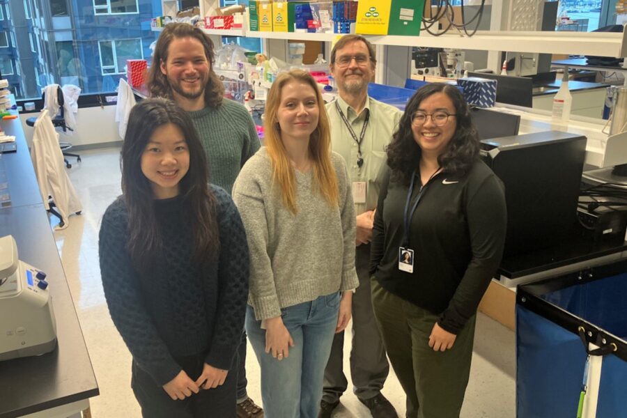 Back row (lest to right) James Acosta-Clark and Kyle O'Connor; Front Row (left to right) Lauren Kuo, Jordan Knuth, and Elena Gamo